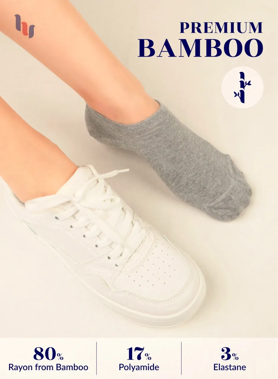 Women's Non-Slip Bamboo No-Show Plain Socks, 6 Pairs