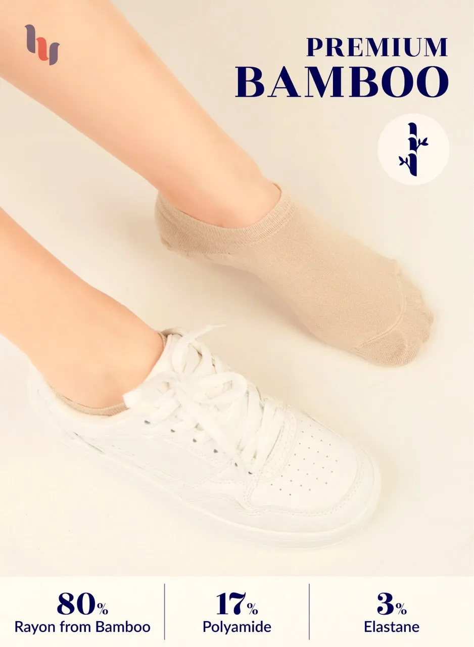 Women's Non-Slip Bamboo No-Show Plain Socks, 6 Pairs