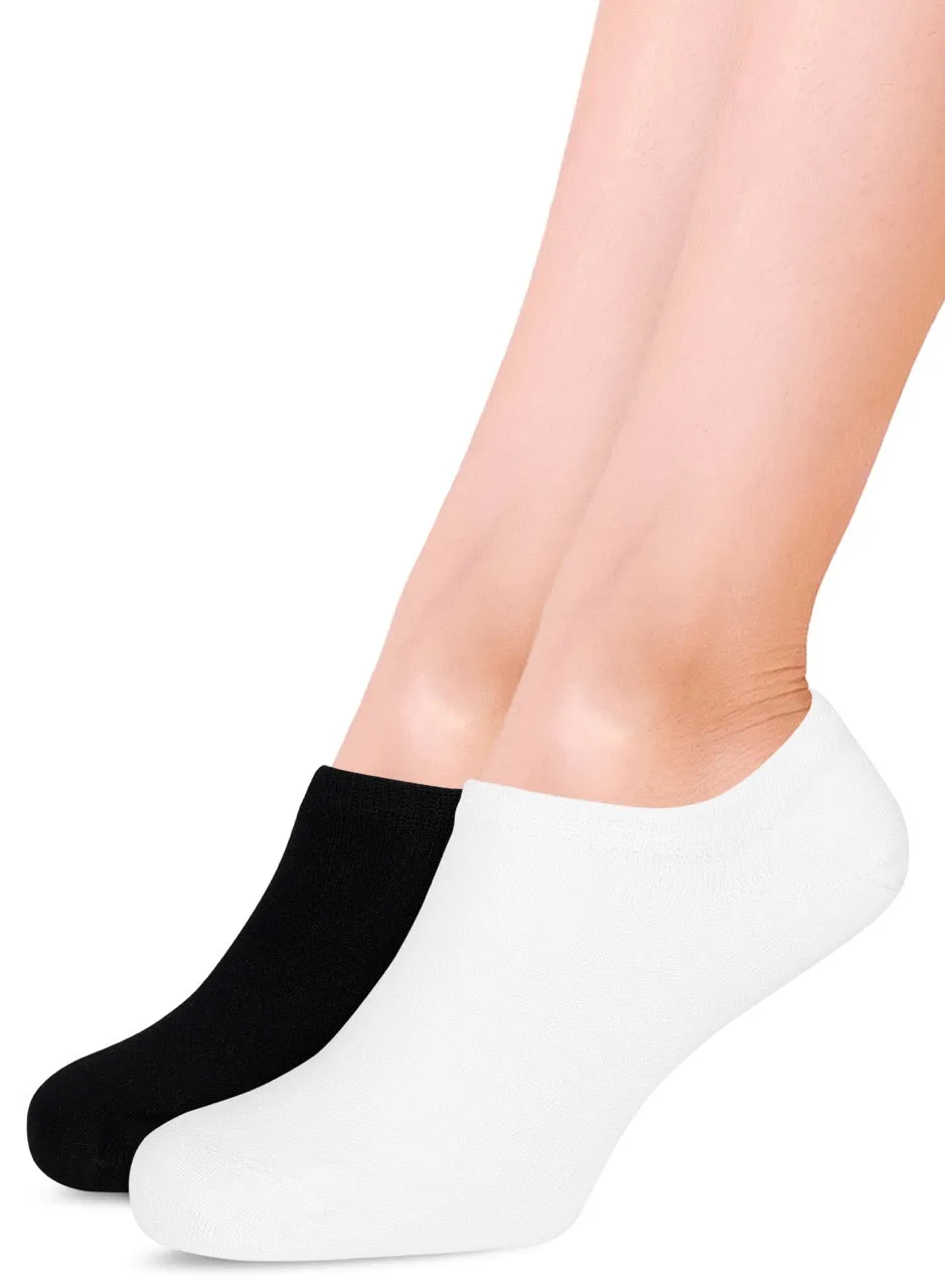 Women's Non-Slip Bamboo No-Show Plain Socks, 6 Pairs