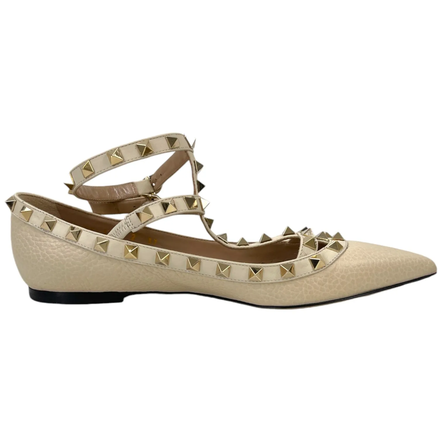 Women's Rockstud Ballet Sandals Cream Size EU 37 / UK 4