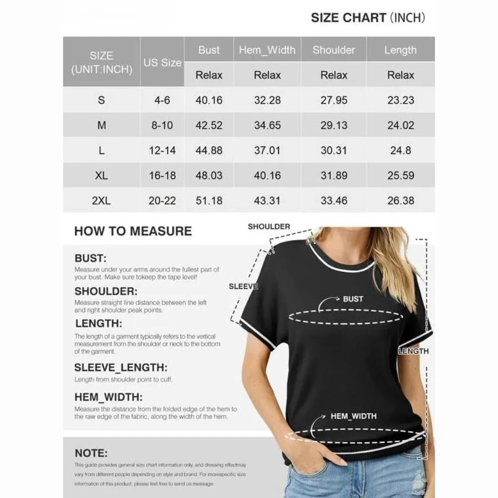 Women's Soft Knit Summer Tops - Crewneck Lightweight Short Sleeve Shirts-Black